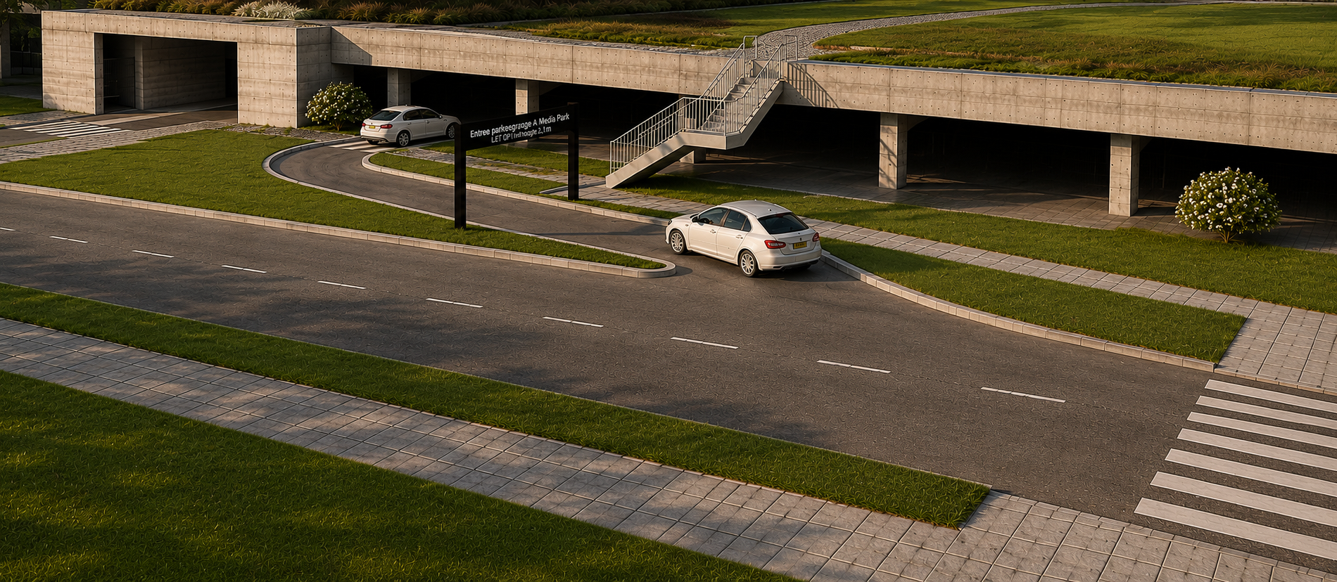 Inrit parkeerdeck A weer terug naar beneden